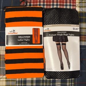 Celebrate Halloween Ladies' Tights - Orange and Black